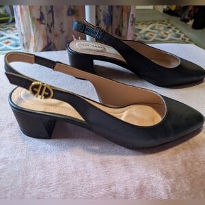Cole Haan Black Leather Slingback Block Heels